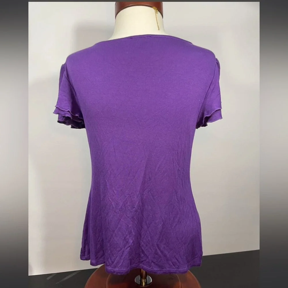 Y2K Elementz Purple Ruffle Top‎ with Flower Detail